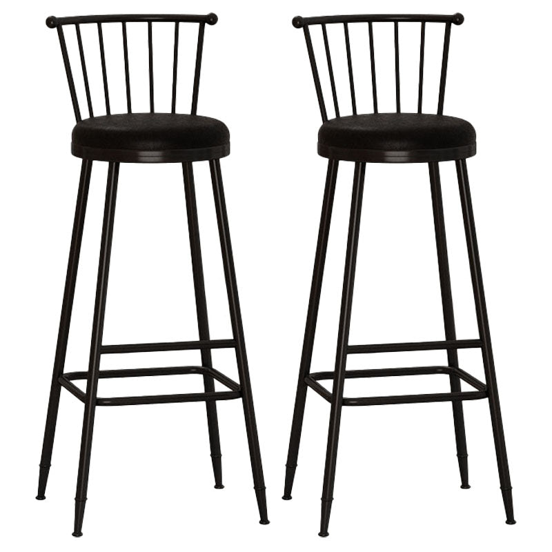 Industrial Armless Backrest Counter Stool Steel Bar Stool with Leather Cushion