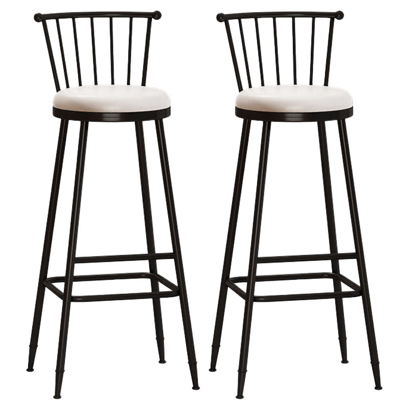 Industrial Armless Backrest Counter Stool Steel Bar Stool with Leather Cushion