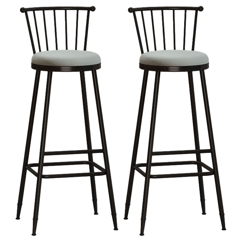 Industrial Armless Backrest Counter Stool Steel Bar Stool with Leather Cushion