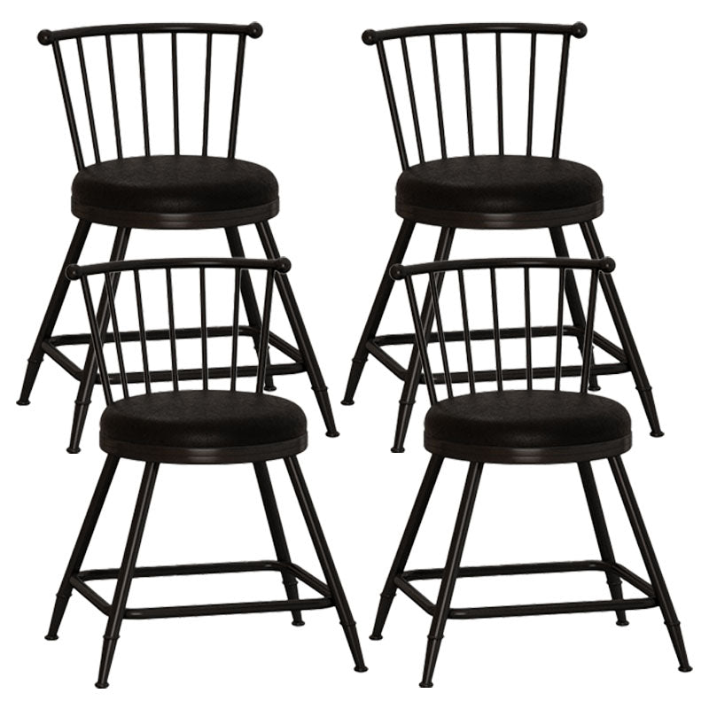 Industrial Armless Backrest Counter Stool Steel Bar Stool with Leather Cushion