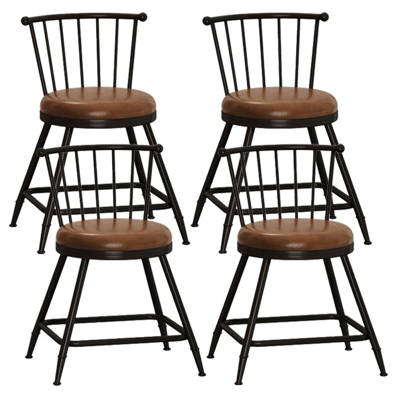 Industrial Armless Backrest Counter Stool Steel Bar Stool with Leather Cushion