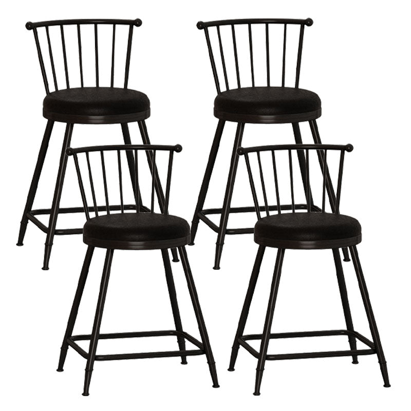 Industrial Armless Backrest Counter Stool Steel Bar Stool with Leather Cushion