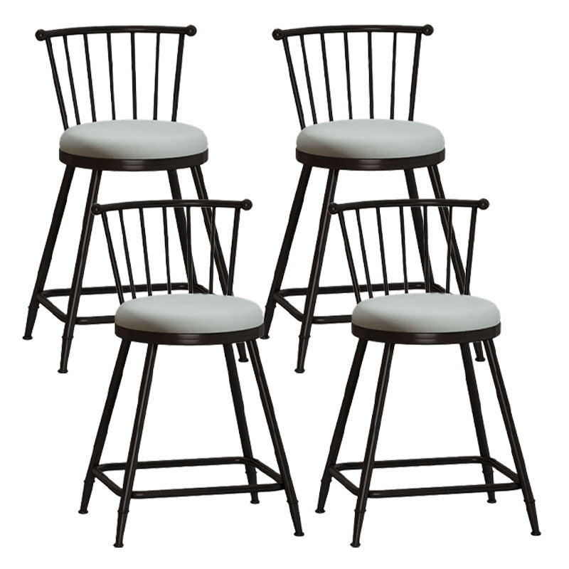 Industrial Armless Backrest Counter Stool Steel Bar Stool with Leather Cushion