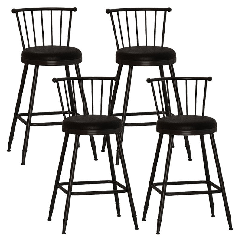 Industrial Armless Backrest Counter Stool Steel Bar Stool with Leather Cushion