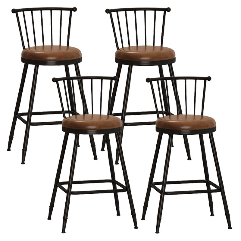 Industrial Armless Backrest Counter Stool Steel Bar Stool with Leather Cushion