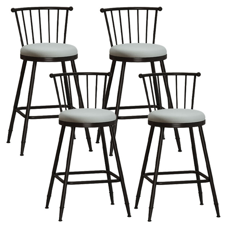 Industrial Armless Backrest Counter Stool Steel Bar Stool with Leather Cushion