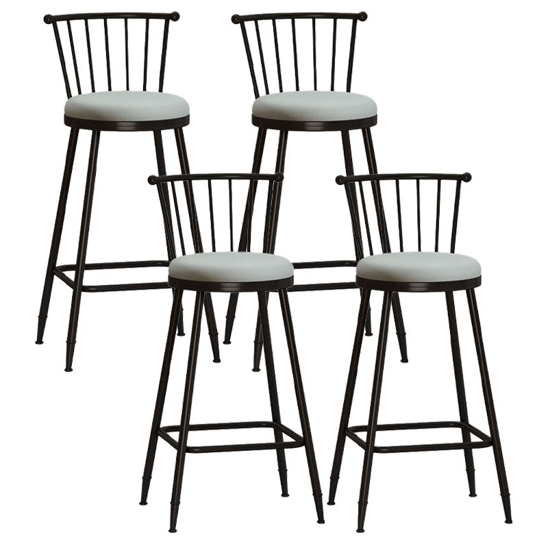 Industrial Armless Backrest Counter Stool Steel Bar Stool with Leather Cushion