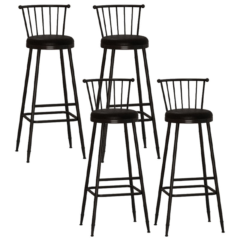 Industrial Armless Backrest Counter Stool Steel Bar Stool with Leather Cushion