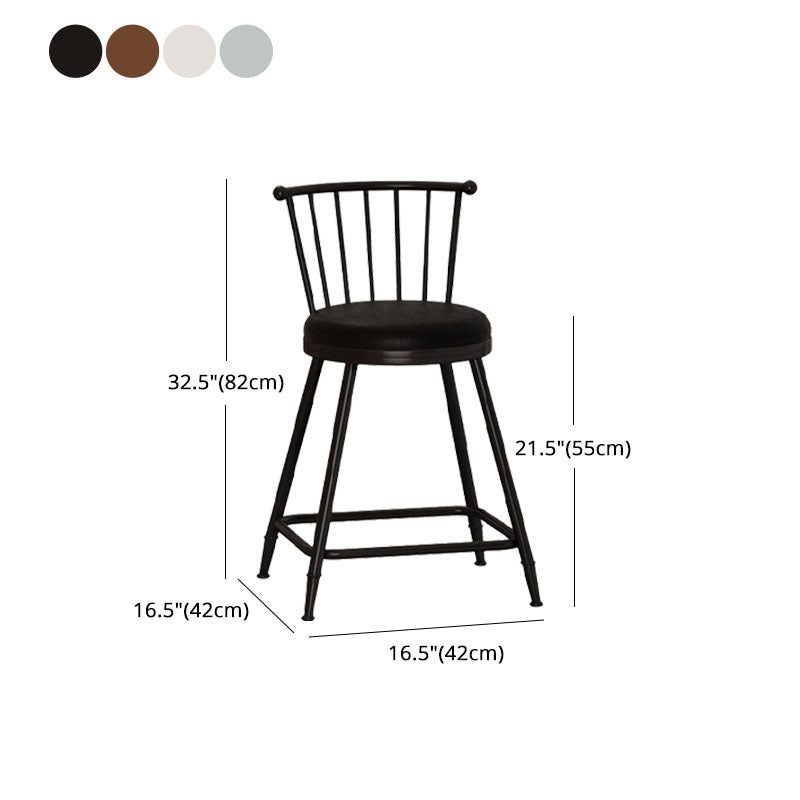 Industrial Armless Backrest Counter Stool Steel Bar Stool with Leather Cushion