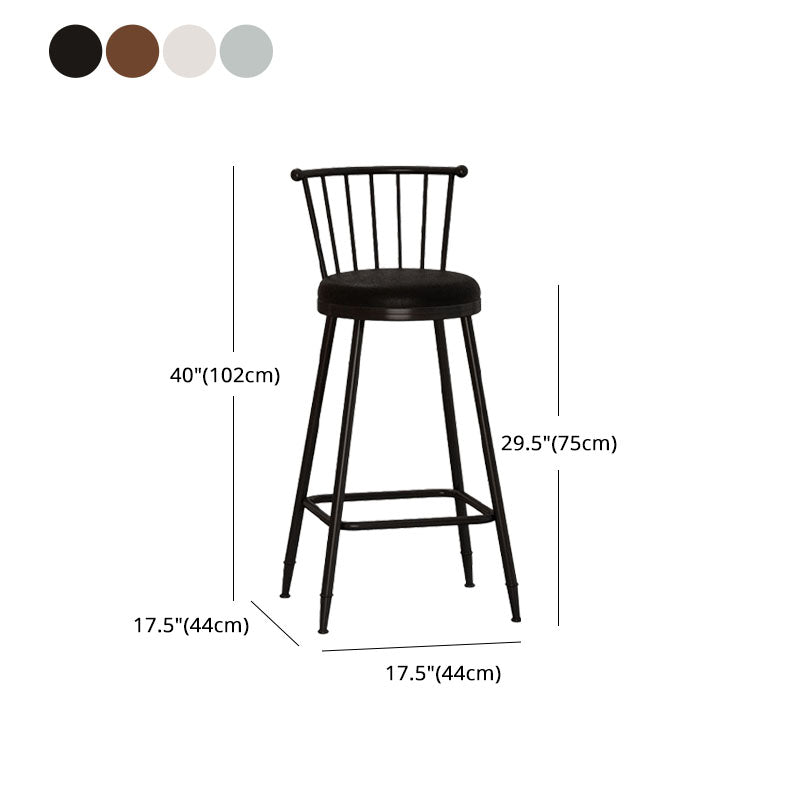 Industrial Armless Backrest Counter Stool Steel Bar Stool with Leather Cushion