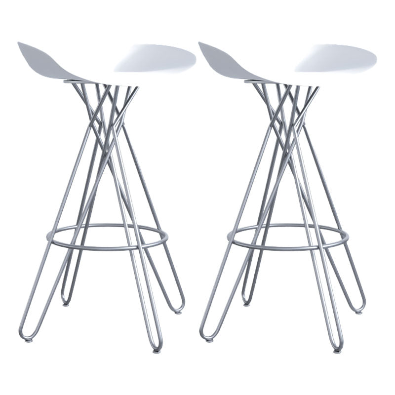 Glam Footrest Plastic Barstool Matte Finish Restaurant Stool