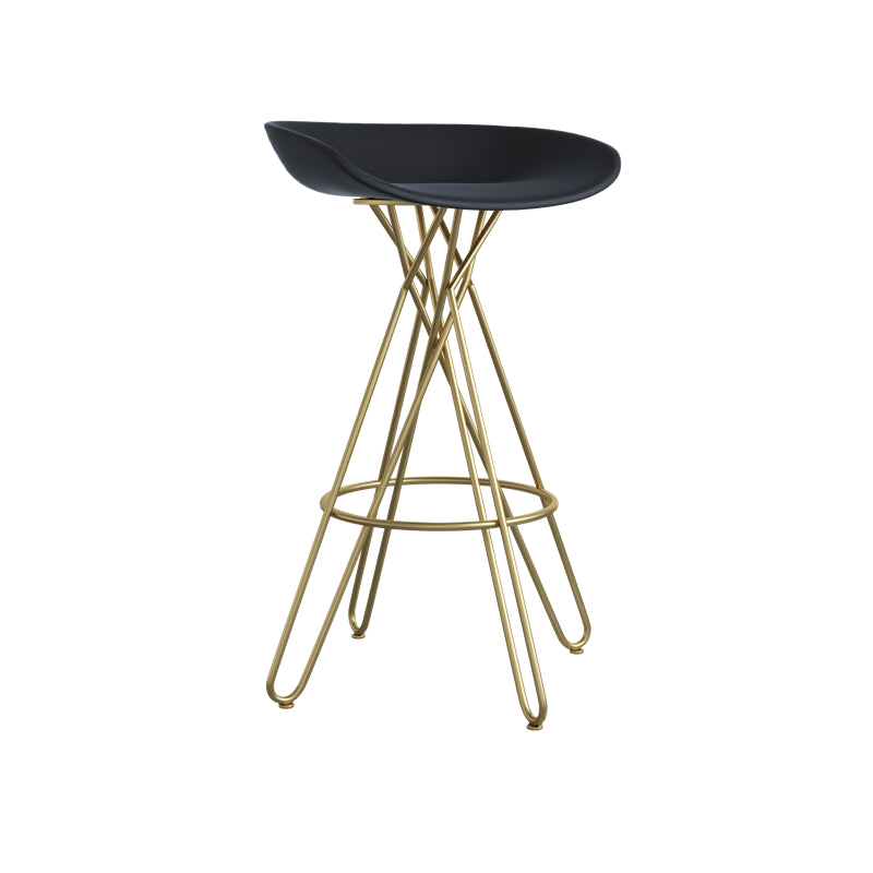 Glam Footrest Plastic Barstool Matte Finish Restaurant Stool