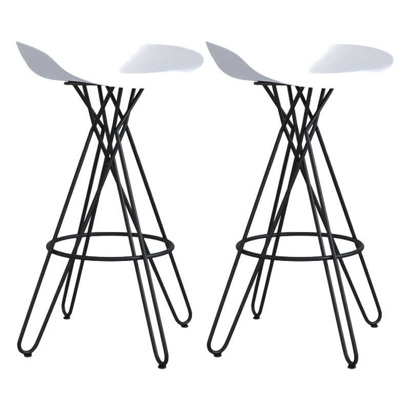 Glam Footrest Plastic Barstool Matte Finish Restaurant Stool