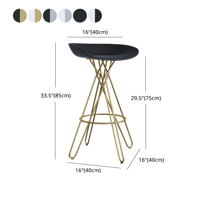 Glam Footrest Plastic Barstool Matte Finish Restaurant Stool