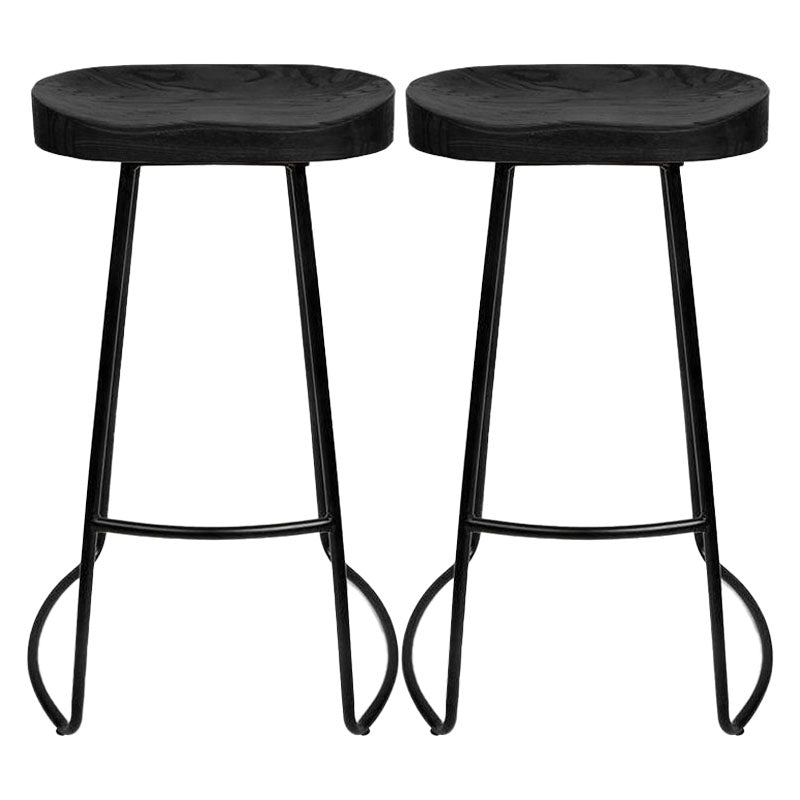 Contemporary Solid Wood Matte Finish Barstool Footrest Backless Stool