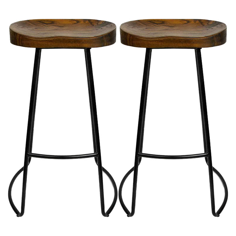 Contemporary Solid Wood Matte Finish Barstool Footrest Backless Stool