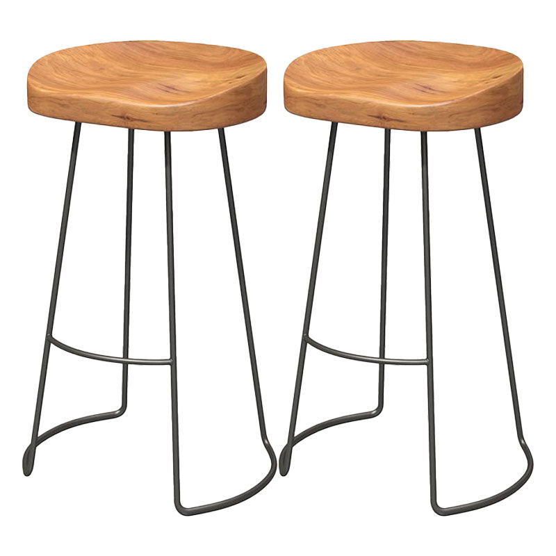 Contemporary Solid Wood Matte Finish Barstool Footrest Backless Stool