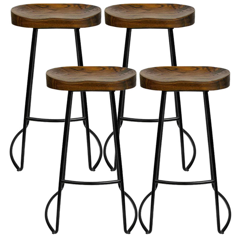 Contemporary Solid Wood Matte Finish Barstool Footrest Backless Stool
