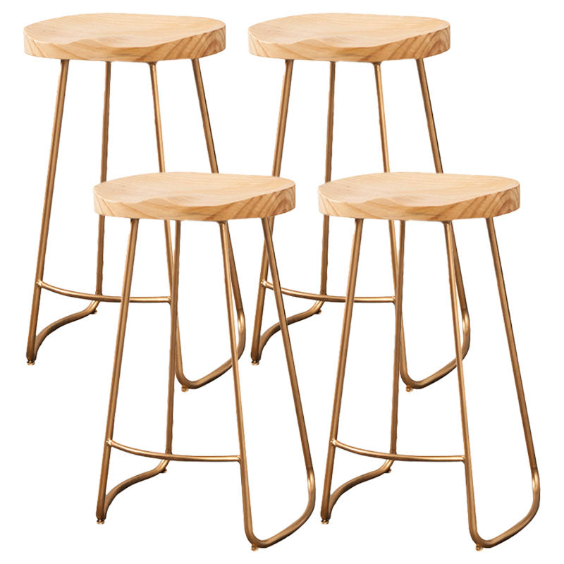 Contemporary Solid Wood Matte Finish Barstool Footrest Backless Stool
