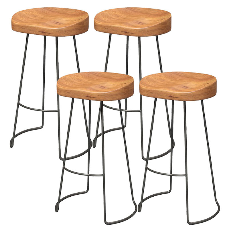 Contemporary Solid Wood Matte Finish Barstool Footrest Backless Stool