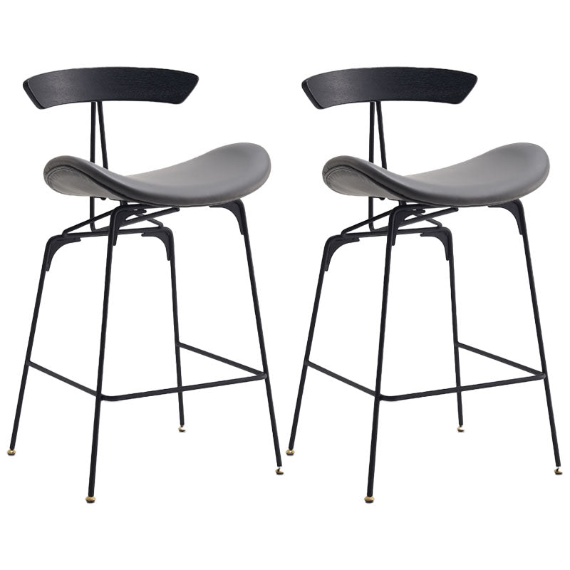 Industrial Matte Finish Leather Barstool Footrest Home Stool