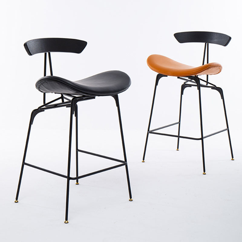 Industrial Matte Finish Leather Barstool Footrest Home Stool