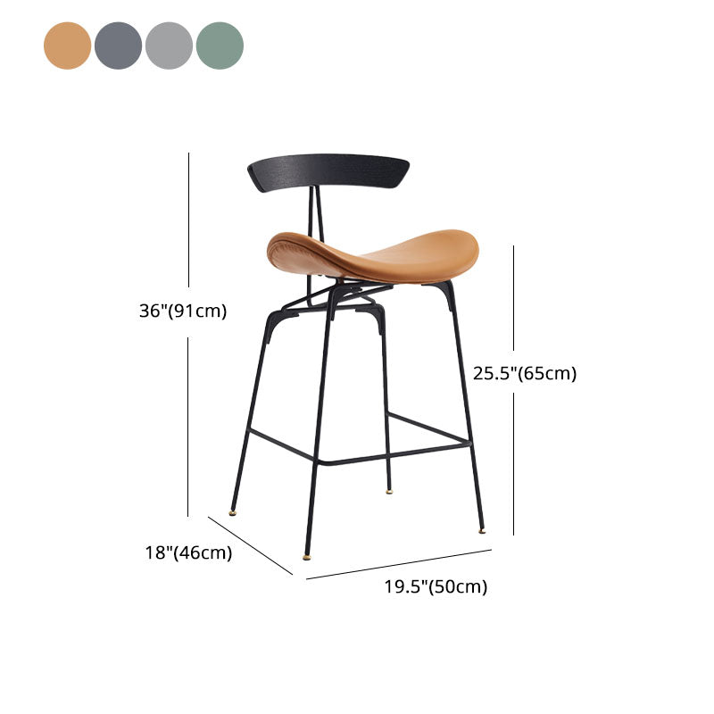 Industrial Matte Finish Leather Barstool Footrest Home Stool