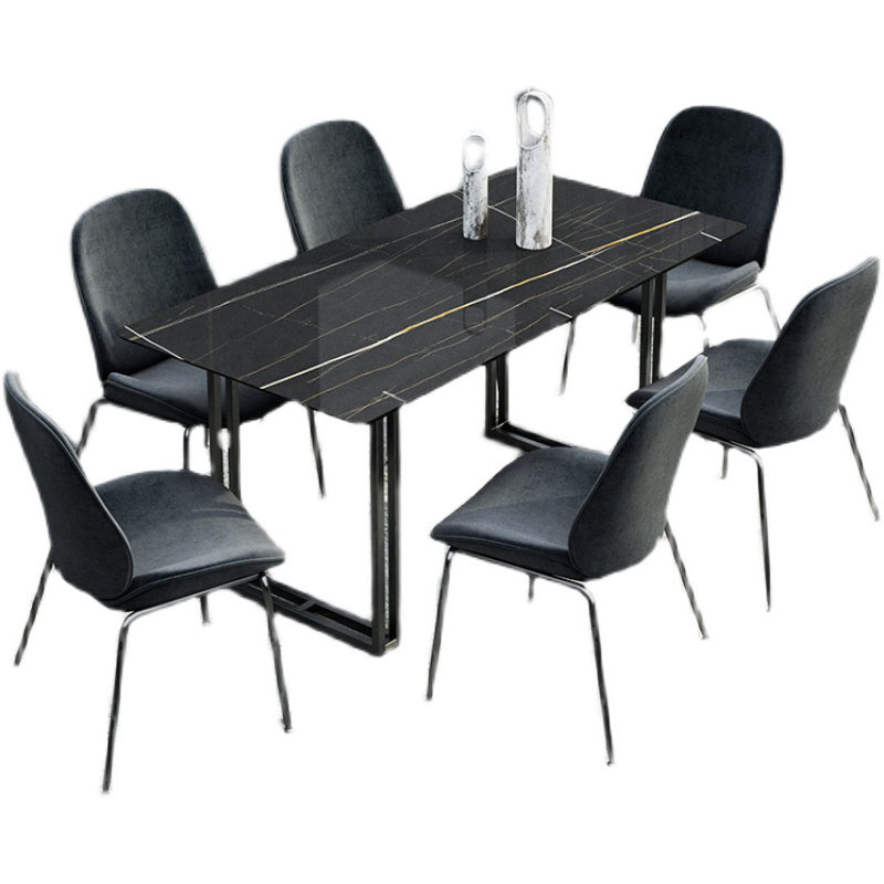 Modern 1/5/7 Pieces Dining Set Sintered Stone Dining Table with Leather Chairs