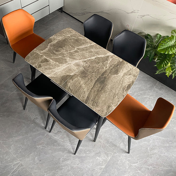 Modern 1/4/5/7 Pieces Dining Table Set with Grey Sintered Stone Top Scalable Dinette Set