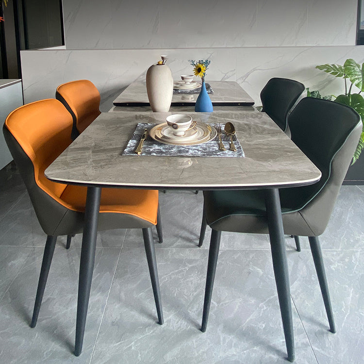 Modern 1/4/5/7 Pieces Dining Table Set with Grey Sintered Stone Top Scalable Dinette Set