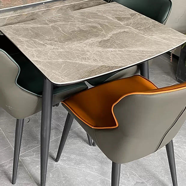 Modern 1/4/5/7 Pieces Dining Table Set with Grey Sintered Stone Top Scalable Dinette Set