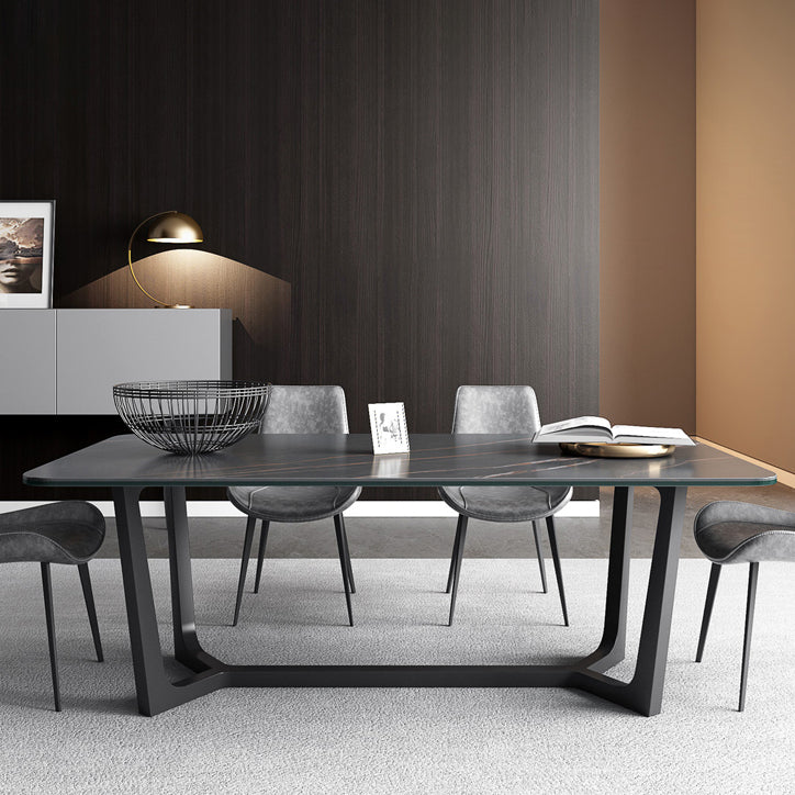 Modern 1/4/5/7 Pieces Rectangle Dining Set Sintered Stone Dining Table with Leather Chairs