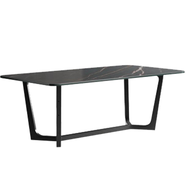 Modern 1/4/5/7 Pieces Rectangle Dining Set Sintered Stone Dining Table with Leather Chairs
