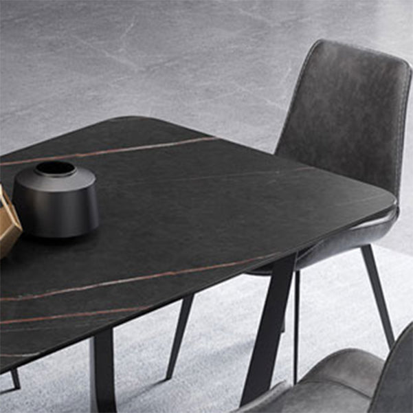 Modern 1/4/5/7 Pieces Rectangle Dining Set Sintered Stone Dining Table with Leather Chairs