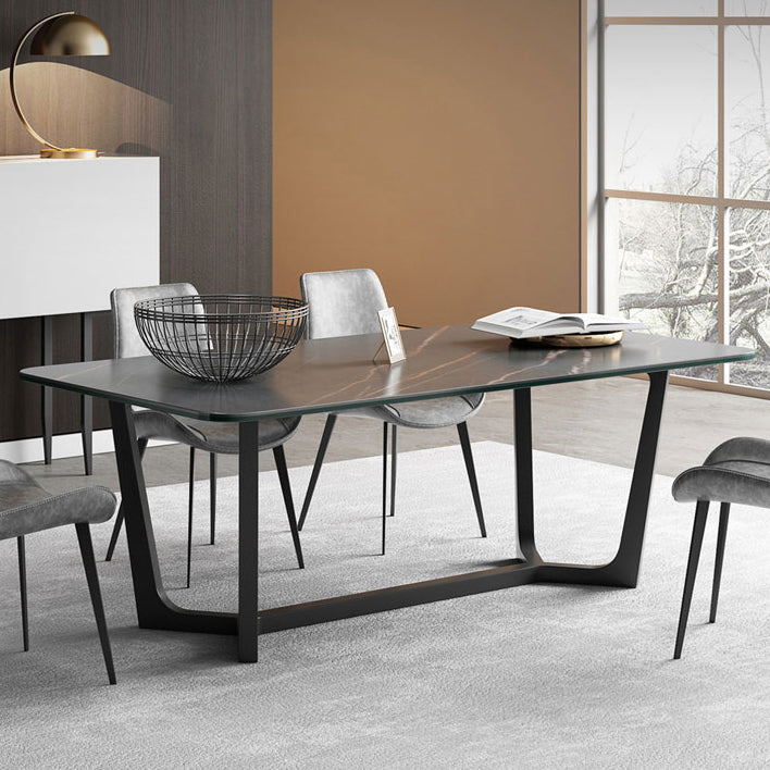 Modern 1/4/5/7 Pieces Rectangle Dining Set Sintered Stone Dining Table with Leather Chairs