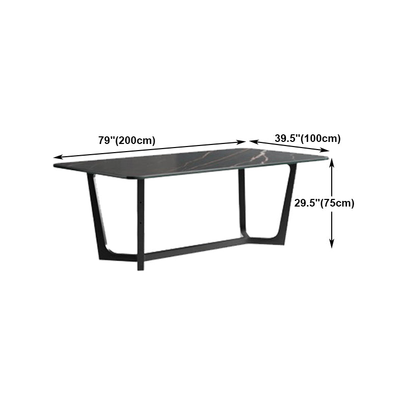 Modern 1/4/5/7 Pieces Rectangle Dining Set Sintered Stone Dining Table with Leather Chairs