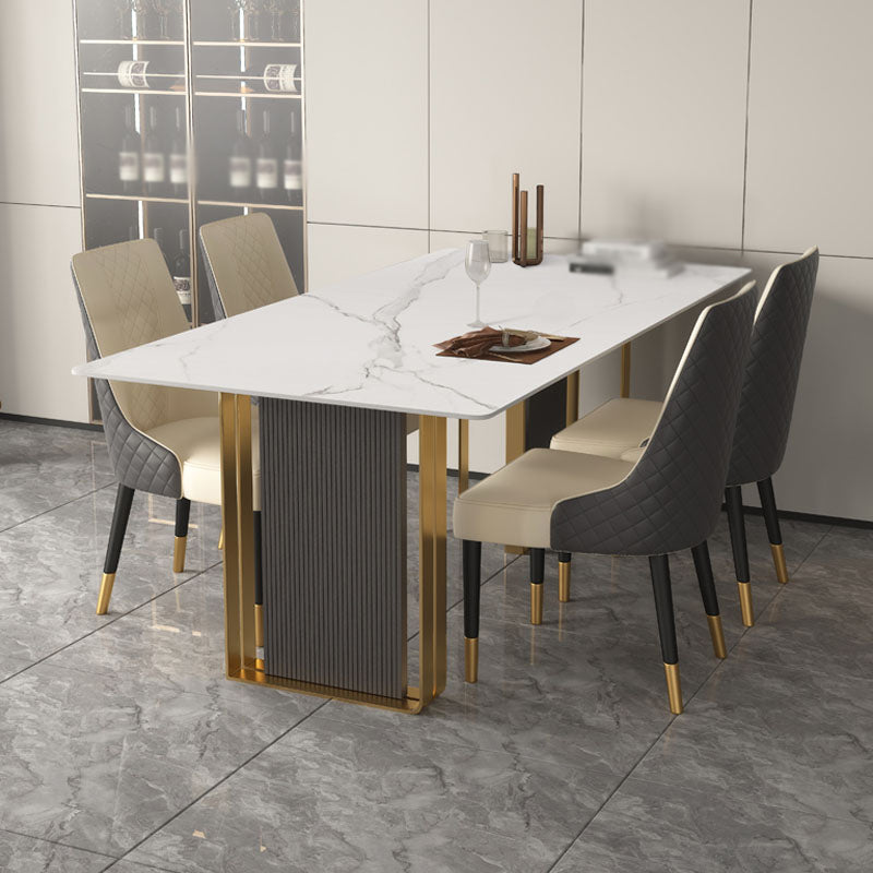 1/4/5/6/7 Pieces Dining Chairs Set  White Sintered Stone Dining Table Set for Home Use