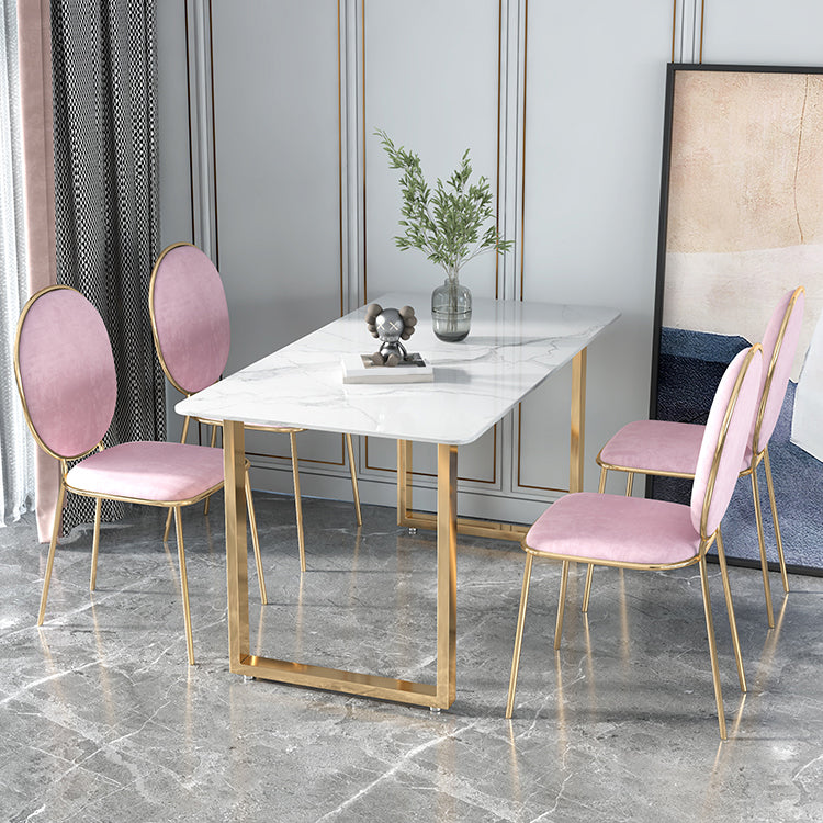 Glam 1/2/5 Pieces Dining Set Rectangle Stone Dining Table for Dining Room