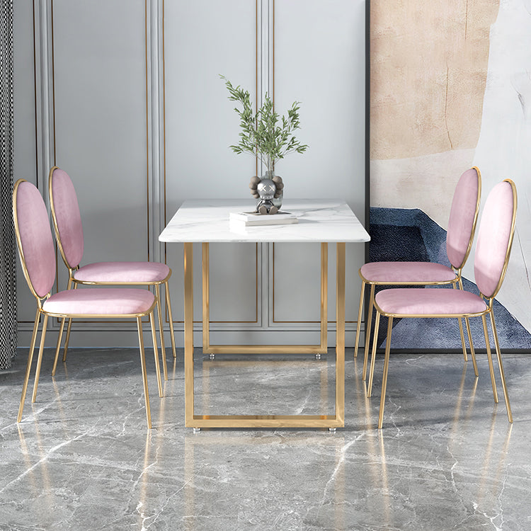 Glam 1/2/5 Pieces Dining Set Rectangle Stone Dining Table for Dining Room