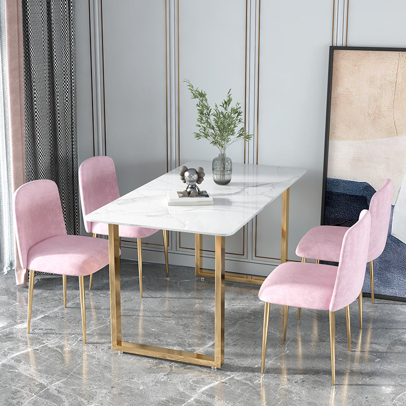 Glam 1/2/5 Pieces Dining Set Rectangle Stone Dining Table for Dining Room