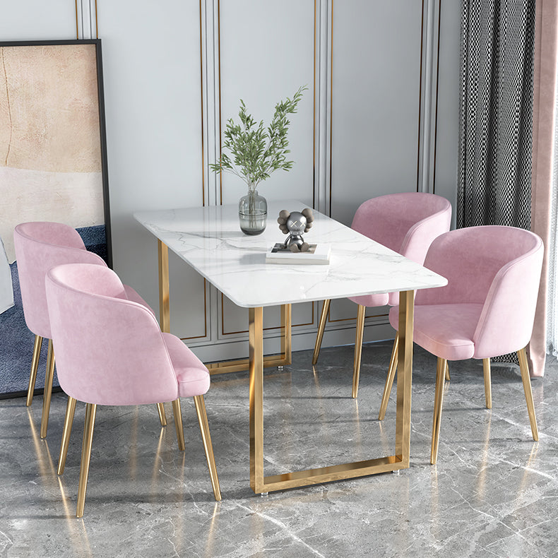 Glam 1/2/5 Pieces Dining Set Rectangle Stone Dining Table for Dining Room