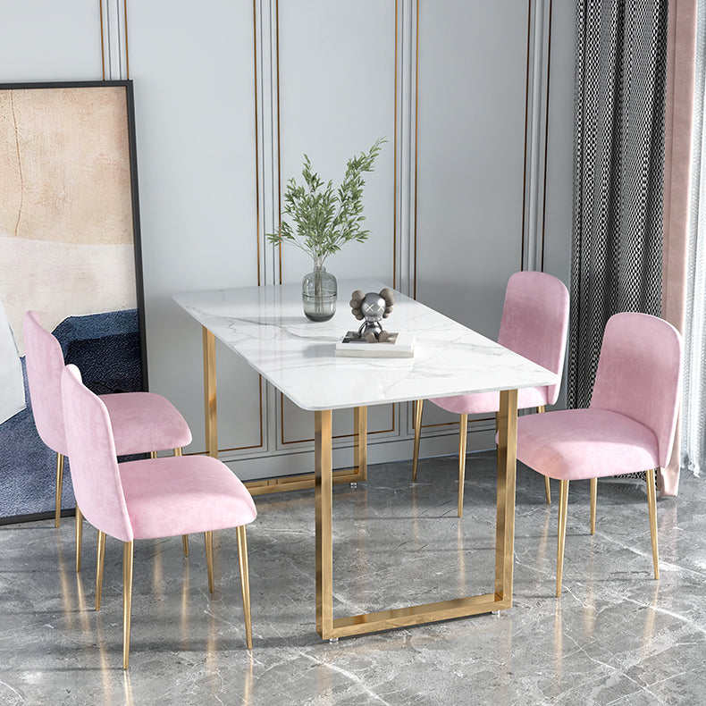Glam 1/2/5 Pieces Dining Set Rectangle Stone Dining Table for Dining Room