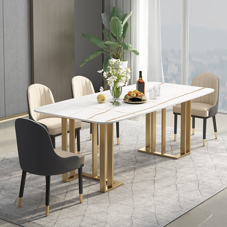 Glam 1/2/4/5/6 Pieces Dining Set Rectangle Stone Dining Table for Dining Room