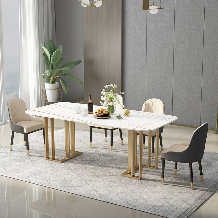 Glam 1/2/4/5/6 Pieces Dining Set Rectangle Stone Dining Table for Dining Room