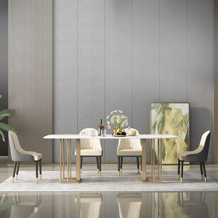 Glam 1/2/4/5/6 Pieces Dining Set Rectangle Stone Dining Table for Dining Room