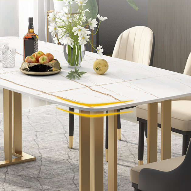 Glam 1/2/4/5/6 Pieces Dining Set Rectangle Stone Dining Table for Dining Room