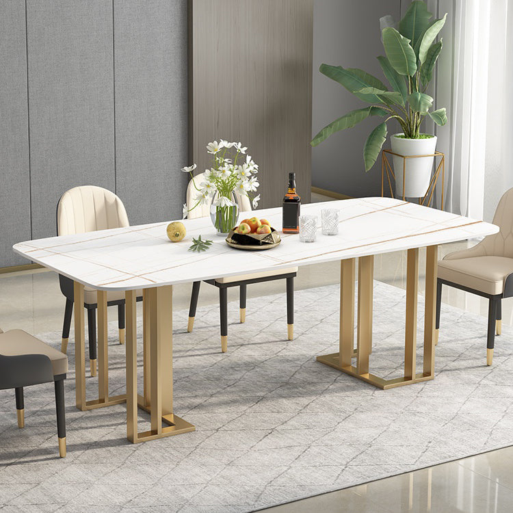 Glam 1/2/4/5/6 Pieces Dining Set Rectangle Stone Dining Table for Dining Room