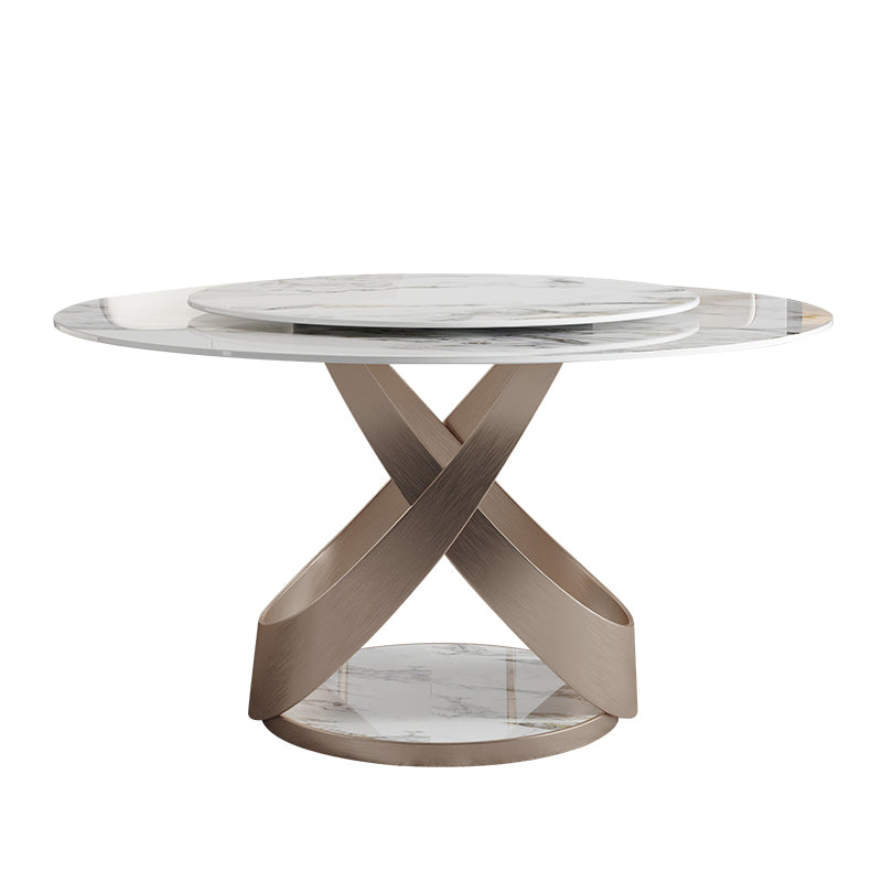 Modern 1/4/5/7 Pieces Dinette Set with White Sintered Stone Round Dining Table Set