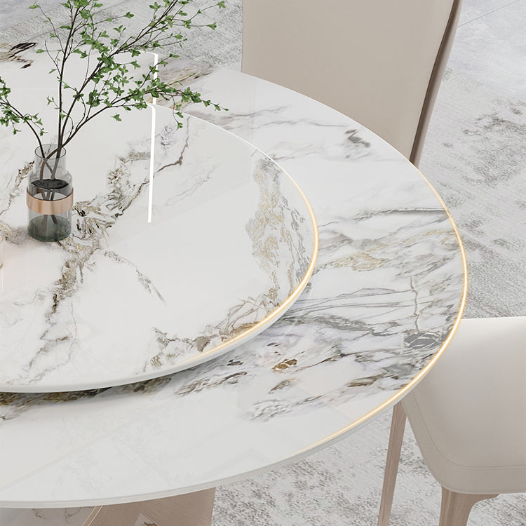 Modern 1/4/5/7 Pieces Dinette Set with White Sintered Stone Round Dining Table Set