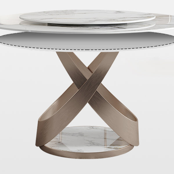 Modern 1/4/5/7 Pieces Dinette Set with White Sintered Stone Round Dining Table Set
